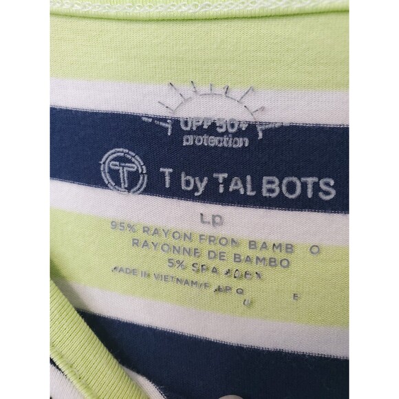 T By Talbots Jersey Knit Striped UPF 50+ Protection Side-Tie Top Size LP - Picture 3 of 5